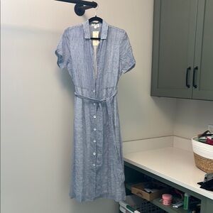 Cloth & Stone Blue and White Stripe Button Down Dress Size S New w/ Tags